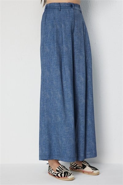 On Pileli Bol Paça Pantolon INDIGO