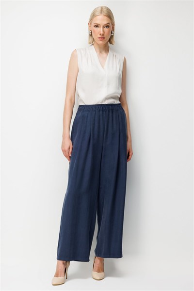 On Pileli Bol Paça Pantolon INDIGO