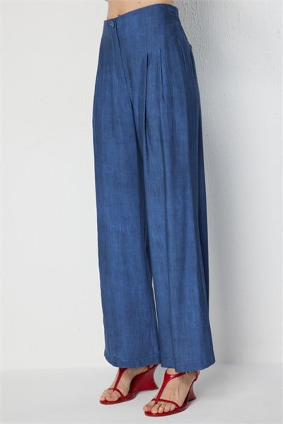 On Pileli Bol Paça Pantolon INDIGO
