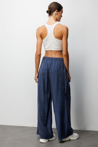 On Pileli Bol Paça Pantolon INDIGO