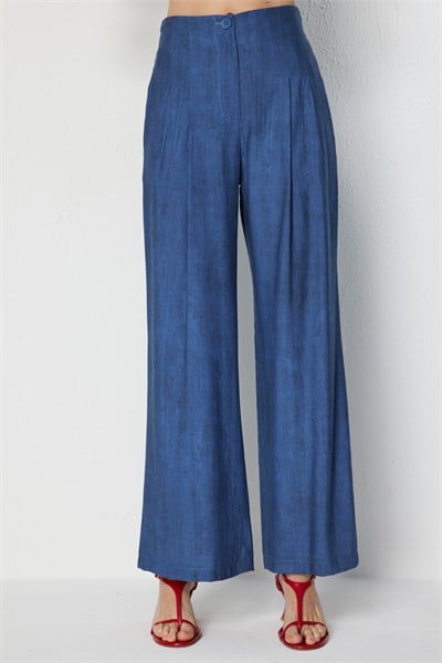 On Pileli Bol Paça Pantolon INDIGO