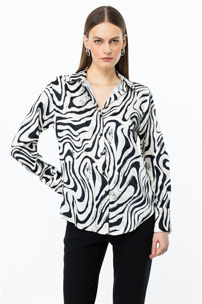 On Polo Yaka Desenli Gömlek ZEBRA