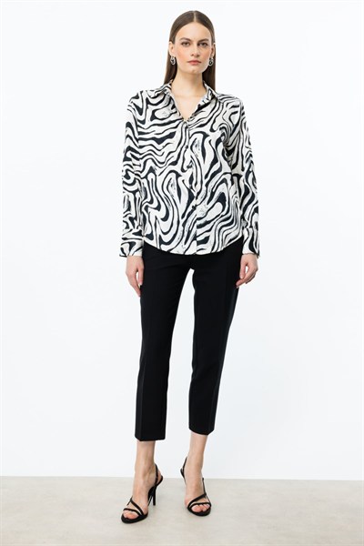 On Polo Yaka Desenli Gömlek ZEBRA
