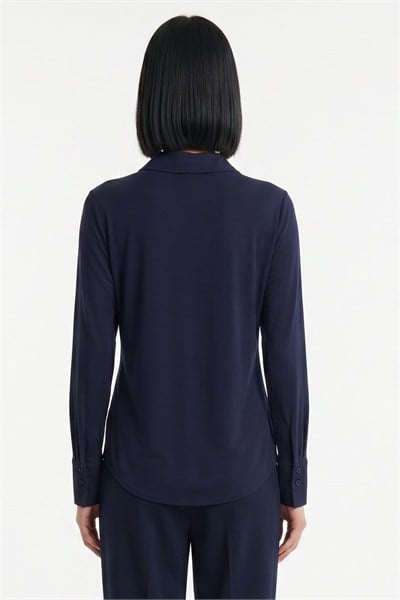On Polo Yaka Uzun Kollu Bluz INDIGO