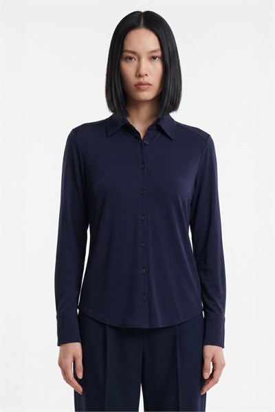 On Polo Yaka Uzun Kollu Bluz INDIGO