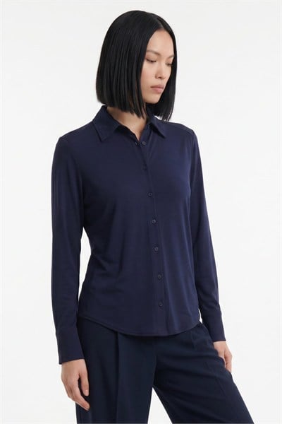 On Polo Yaka Uzun Kollu Bluz INDIGO