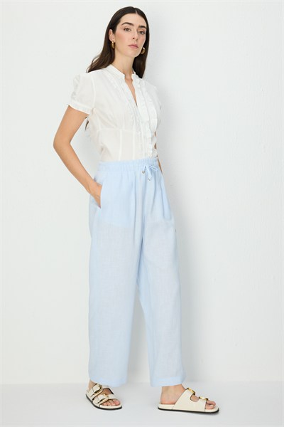 On Tek Pile Bol Paça Pantolon BLUE
