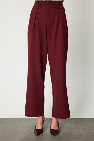 On Tek Pile Bol Paça Pantolon BORDO