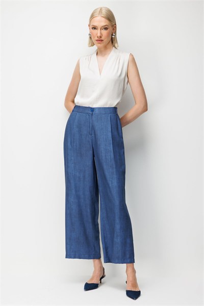 On Tek Pile Bol Paça Pantolon INDIGO