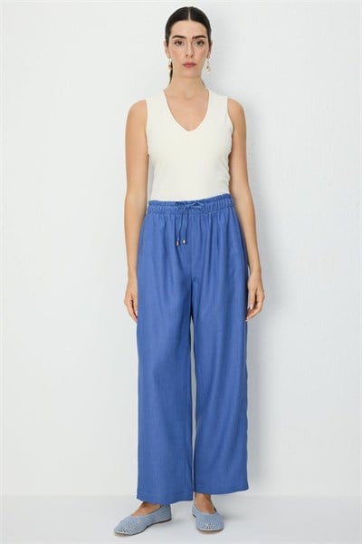 On Tek Pile Bol Paça Pantolon INDIGO