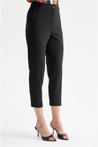Mi Beli Lastikli Boru Paça Pantolon Siyah