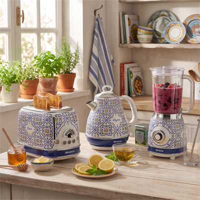 Ariete Capri 2 Dilim Ekmek Kızartma Makinesi + 1,7 Lt Su Isıtıcı Kettle + Cam Blender Çeyiz Seti