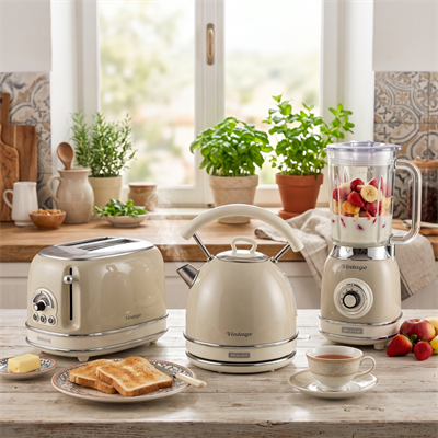 Ariete Vintage Kahvaltı Seti Smoothie Blender 0583/03 + Dom Su Isıtıcı 2877/03 + 2 Dilim Ekmek Kızartma Makinesi 0155/13