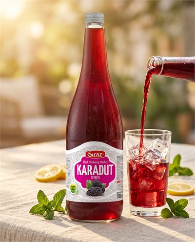 Doğal Karadut Şerbeti 1 Litre Cam Şişe 3lü