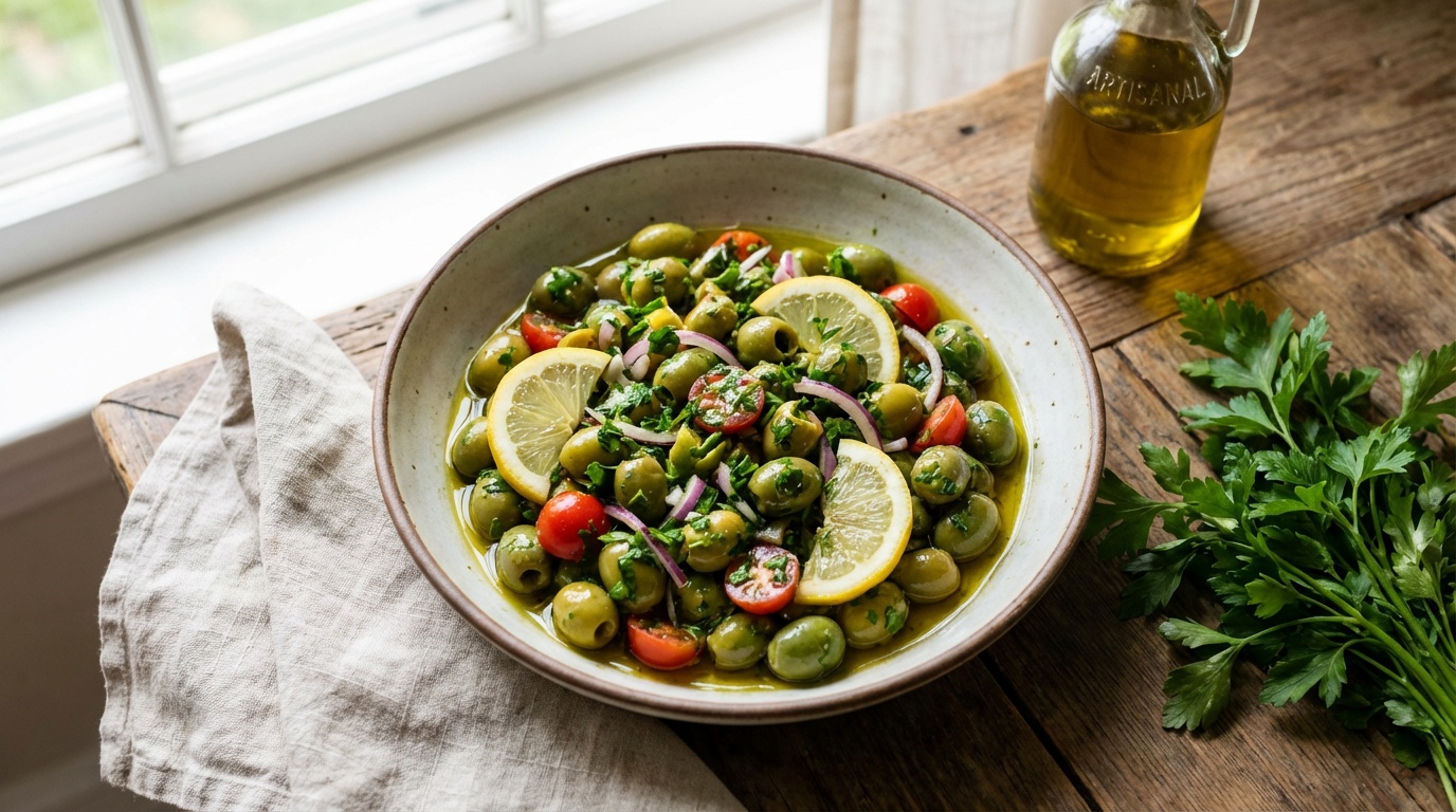 Ferah Yeşil Zeytin Salatası