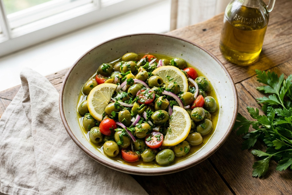 Ferah Yeşil Zeytin Salatası