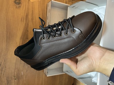 Hakiki Deri Bağcıksız Jel Taban Kahverengi Premium Ayakkabı