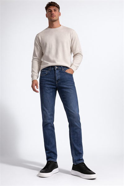 Likralı Premium Comfort Regular Rahat Kesim Mavi Jeans