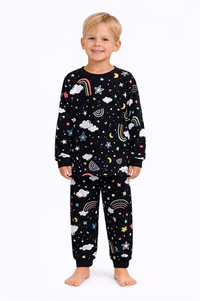 Gece Temalı Erkek Çocuk Pijama Takımı
