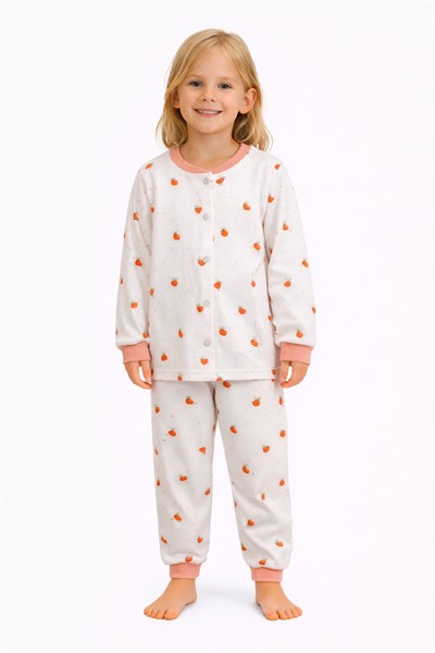 Mantar Temalı Önü Düğmeli Kız Çocuk Pijama Takımı