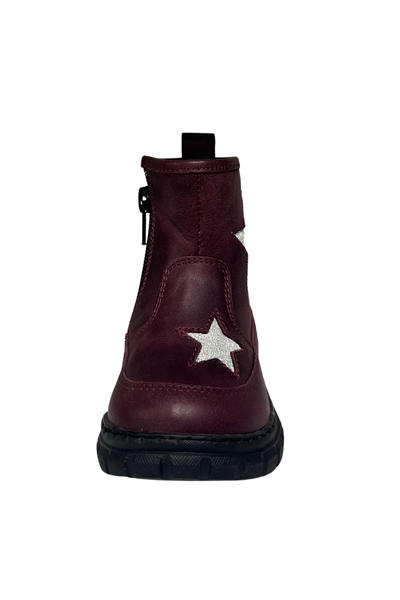 Kız Bebek Botu – Bordo-Gümüş Hakiki Deri