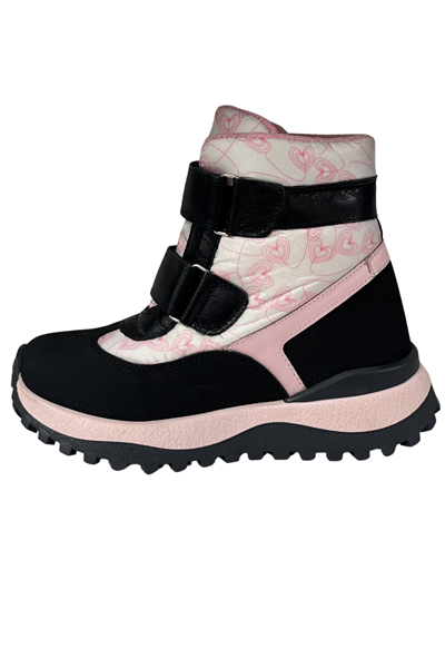 Kız Çocuk Botu – Çok Renkli Hakiki Deri, Kalp Desenli