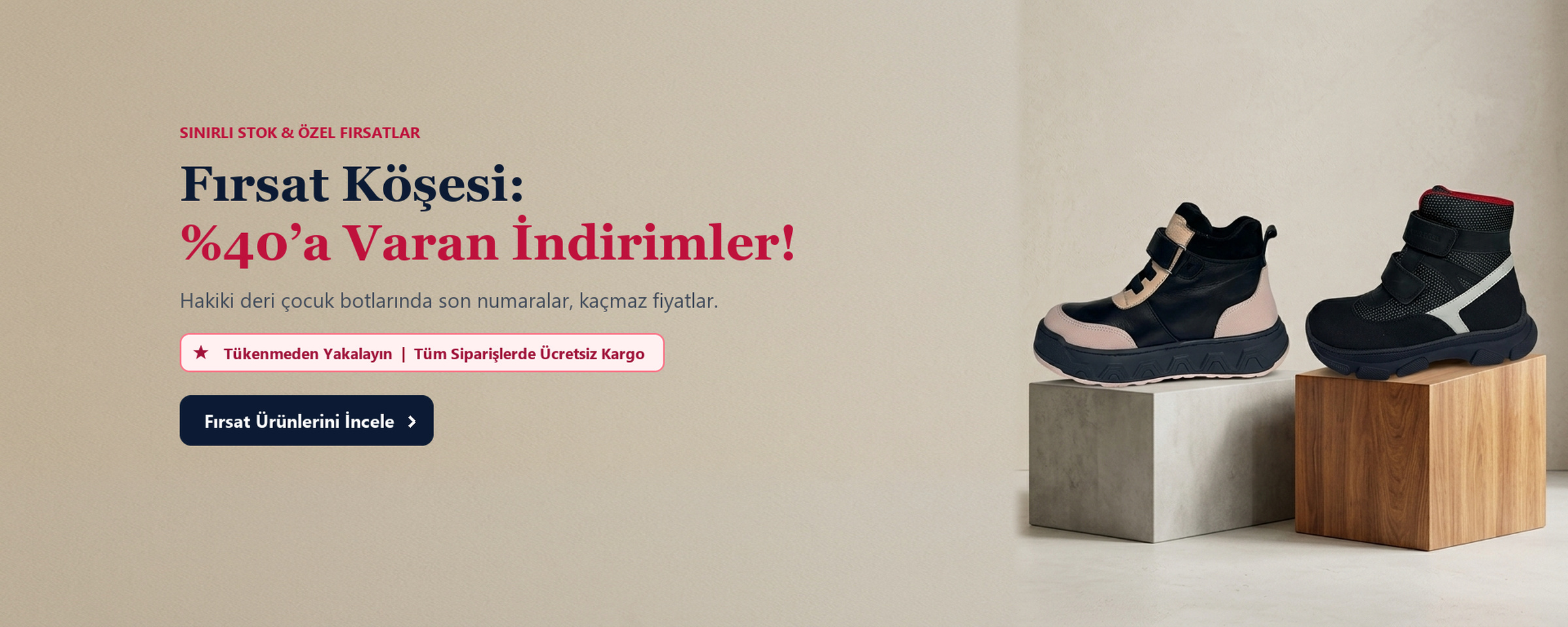 World Kids Fırsat Köşesi Yüzde 40 İndirimli Hakiki Deri Çocuk Botları