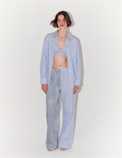 Contrast Leg Striped Loungewear Set In Blue and White