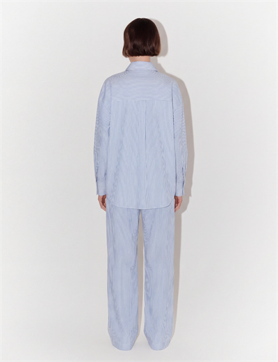 Contrast Leg Striped Loungewear Set In Blue and White