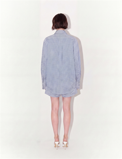 Relaxed Fit Gingham Shirt And Shorts Set In Blue and White