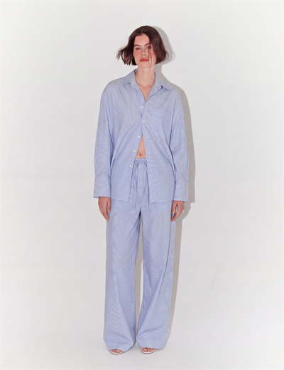 Relaxed Fit Striped Two Piece Set In Blue and White