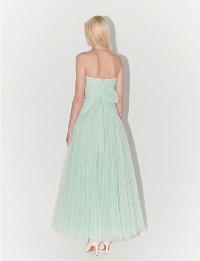 Strapless Midi Tulle Dress In Mint