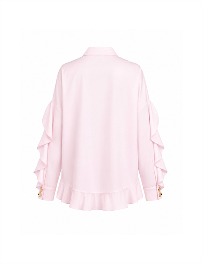 Ruffle Detaylı Pembe Gömlek