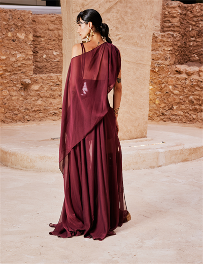 Tauria Maxi Elbise Bordo