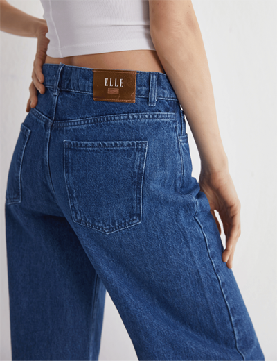 Yüksek Bel Geniş Paça Denim Jeans
