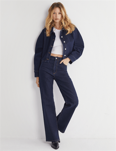 Yüksek Bel Lycralı Düz Paça Jeans