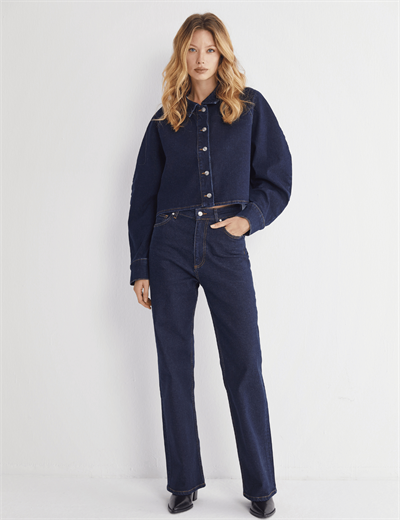 Yüksek Bel Lycralı Düz Paça Jeans