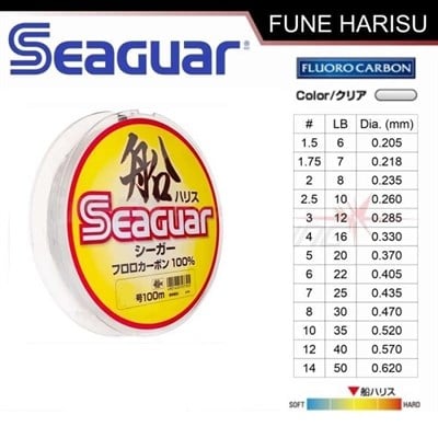 Seaguar Fune Harisu 0.405MM 100MT #6 fluorocarbon Misina