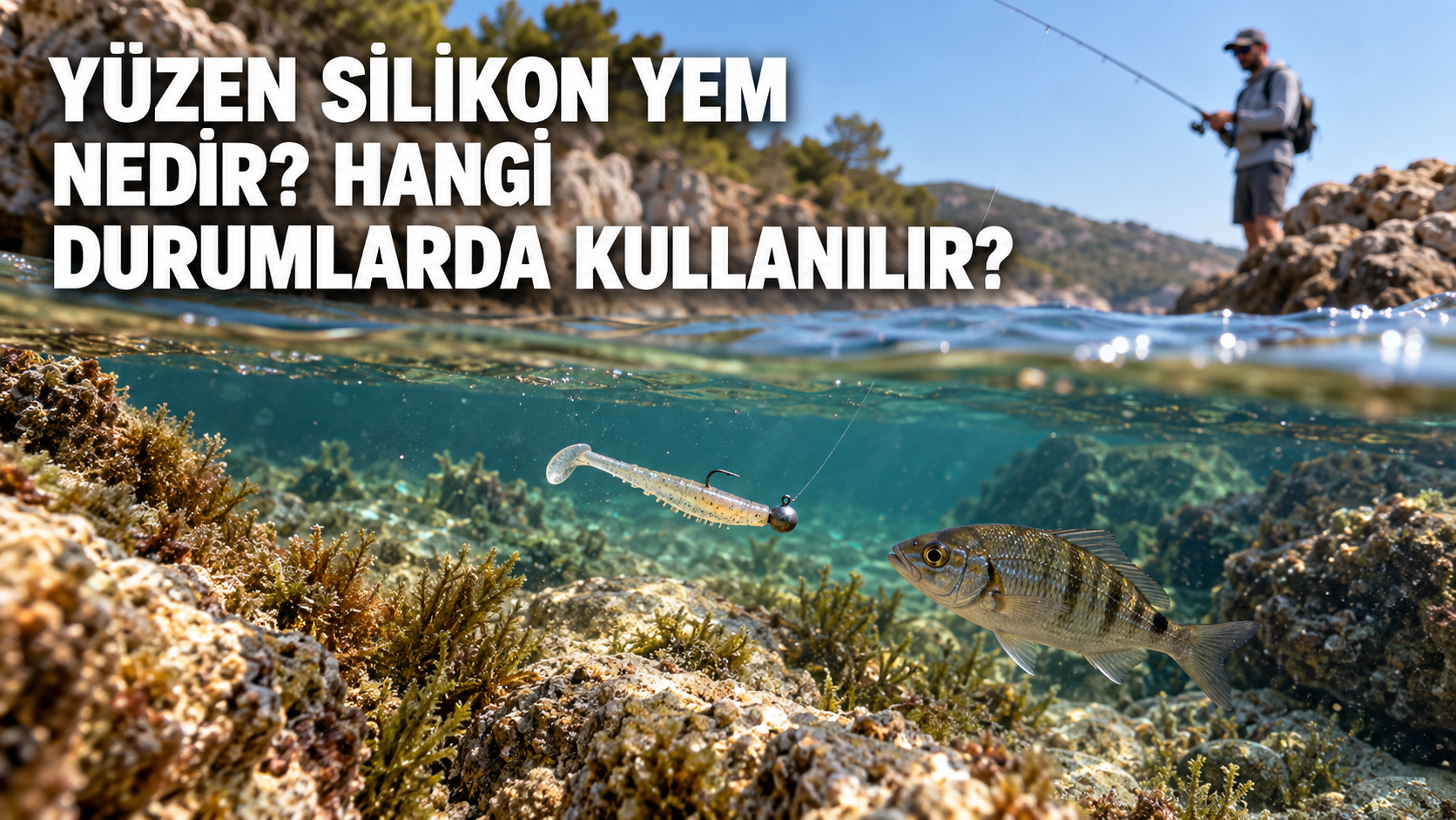 Yüzen silikon yem ve dipten yukarıda sunum sağlayan drop shot takımı,Yüzer yem