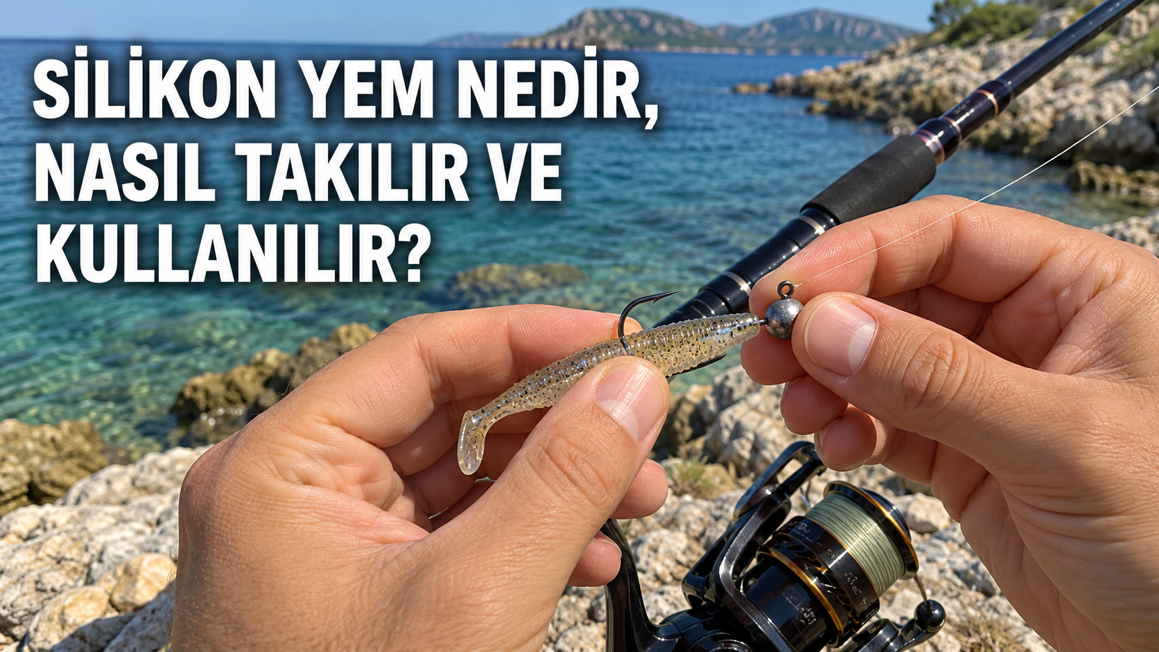 Jighead üzerine düz şekilde takılmış silikon sahte yem,Silikon sahte,Lrf silikonu