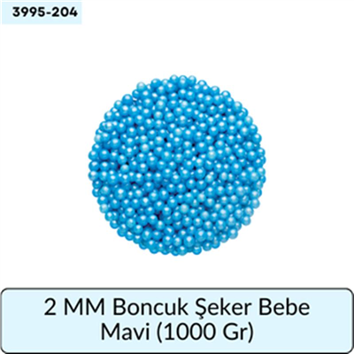 2 Mm Boncuk Şeker Bebe Mavi   (1000 Gr)