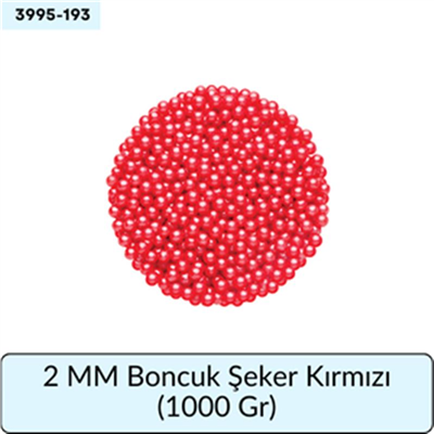 2 Mm Boncuk Şeker Kırmızı   (1000 Gr)