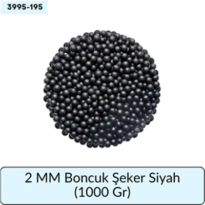 2 Mm Boncuk Şeker Siyah   (1000 Gr)