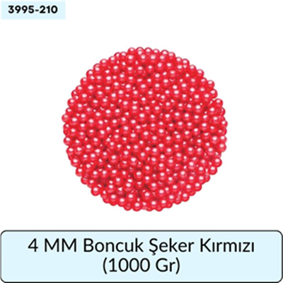 4 Mm Boncuk Şeker Kırmızı   (1000 Gr)