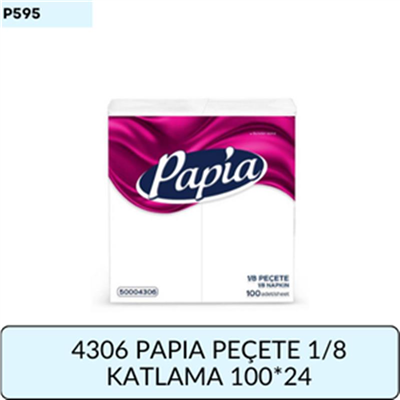 4306 PAPIA PEÇETE GARSON 1/8 KAT. 100 LÜ 24 PKT