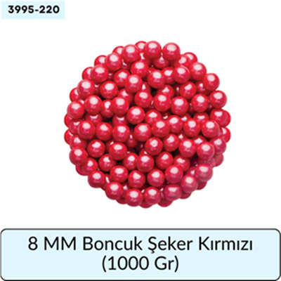 8 Mm Boncuk Şeker Kırmızı   (1000 Gr)