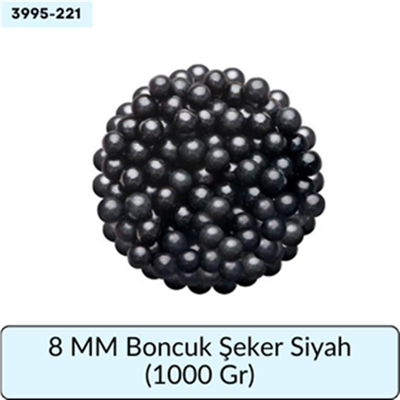 8 Mm Boncuk Şeker Siyah   (1000 Gr)