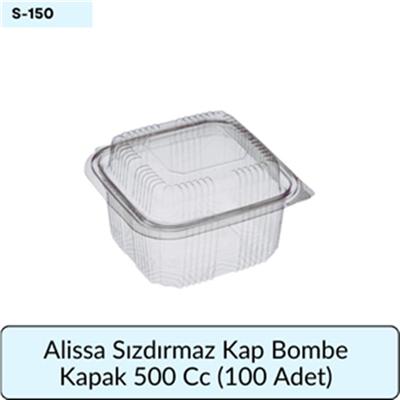Alissa Sızdırmaz Kap Bombe Kapak 500 Cc (100 Adet)