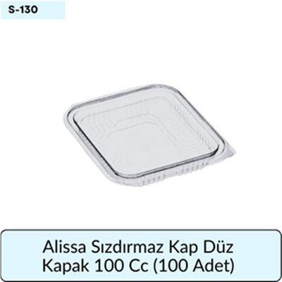 Alissa Sızdırmaz Kap Düz Kapak 100 Cc  (100 Adet)