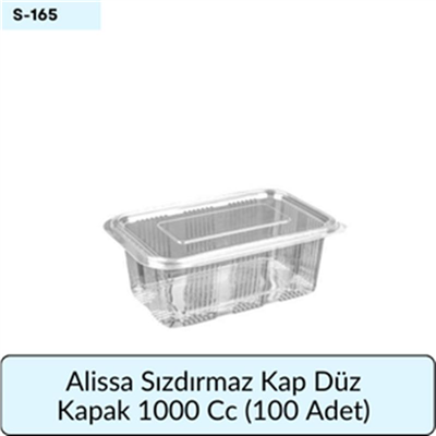 Alissa Sızdırmaz Kap Düz Kapak 1000 Cc  (100 Adet)